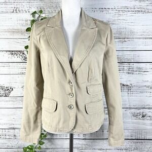 Allen Schwartz ABS Jacket sz Small Gold Sparkle Linen Fringe Boho Wedding Career